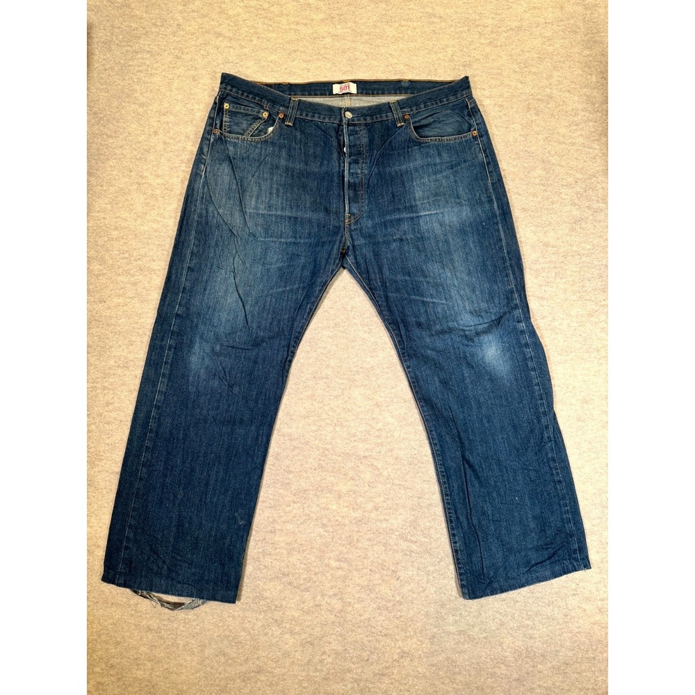 Levis 501 Original Fit Jeans Mens 42x34 Blue Denim High Rise Cotton Straight Leg